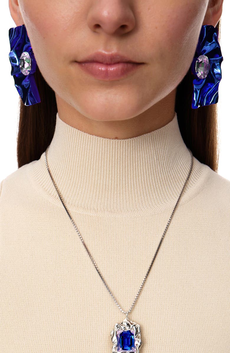 Sterling King Pleat Crystal Earrings, Alternate, color, 