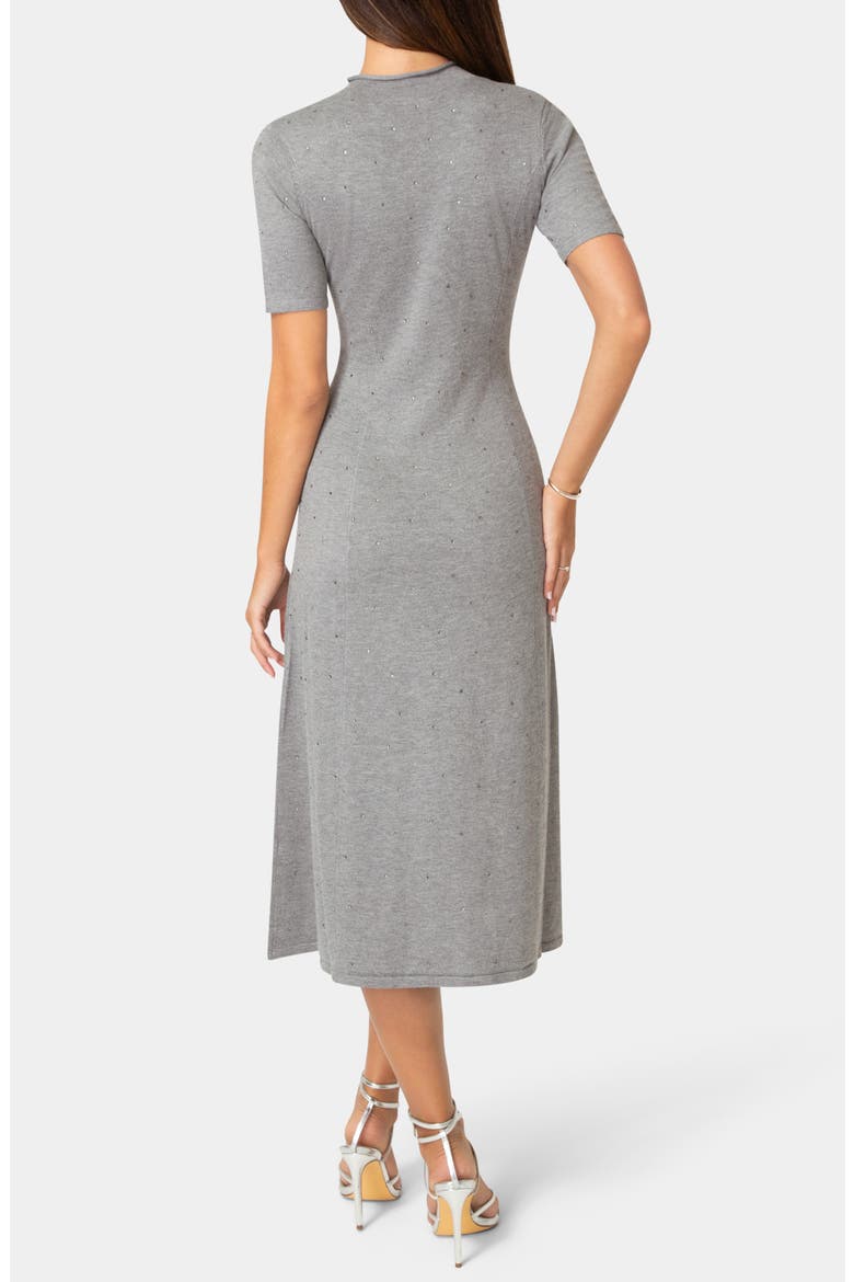 Crystal Mock Neck A-Line Sweater Dress, Alternate, color, CHARCOAL