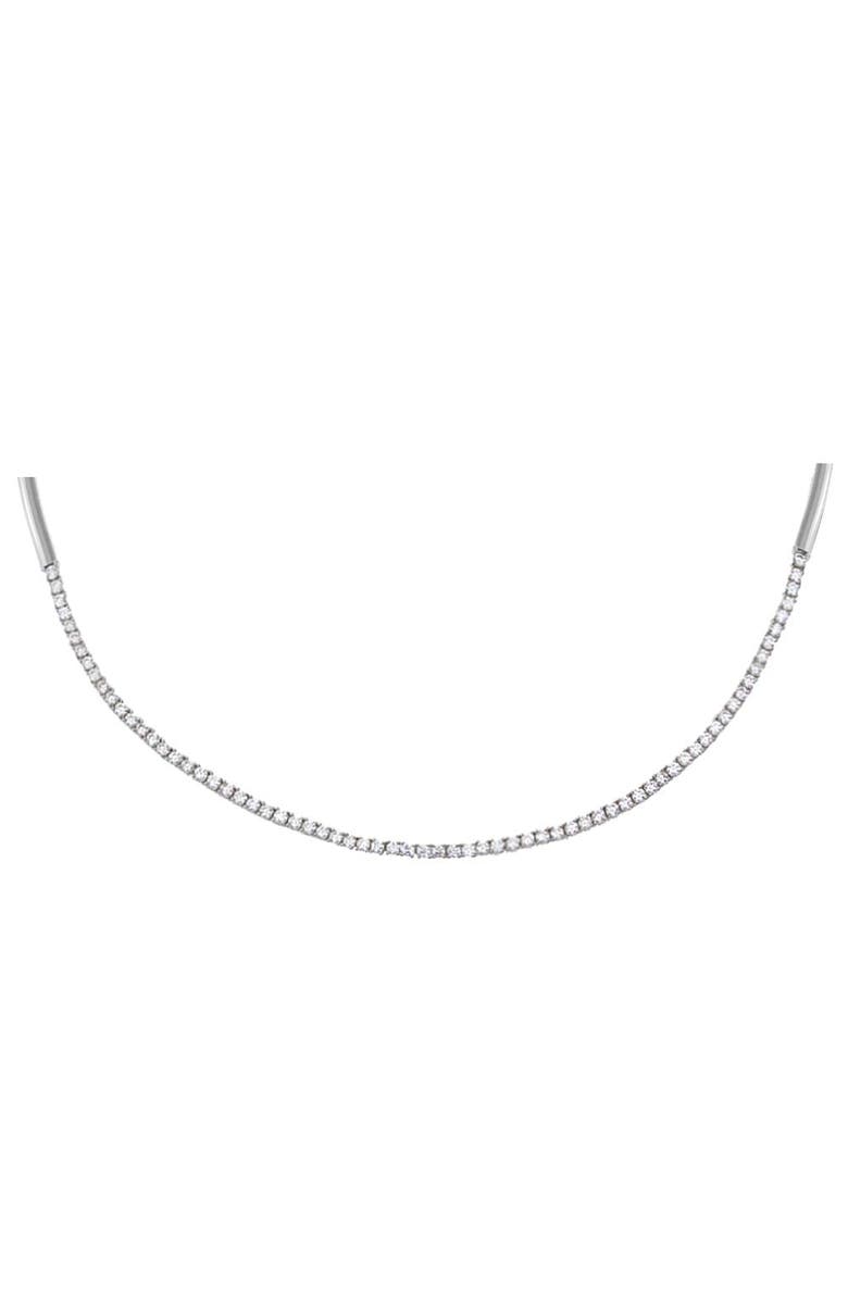 BY ADINA EDEN CZ Half Tennis Thin Collar Choker Necklace, Main, color, Silver