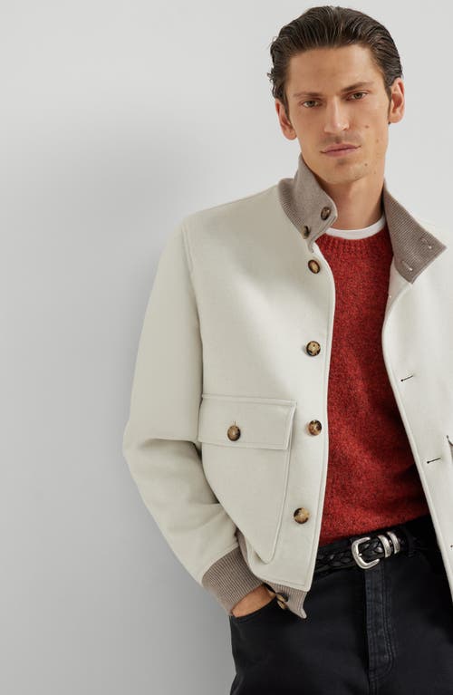 Brunello Cucinelli Wool Bomber Jacket Puffer Jackets White In White