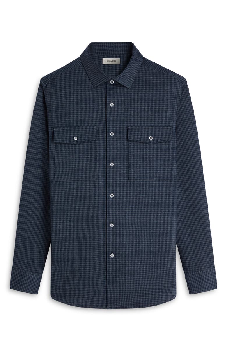 Bugatchi Knit Button-Up Shirt, Alternate, color, Navy