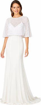 LARA New York Beaded Faux-Wrap V-Neck Bridal Gown