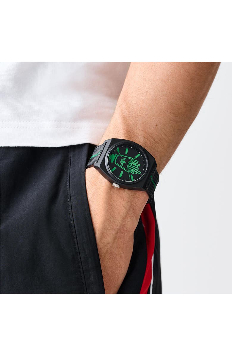 adidas AO Street Project 2 Logo Fries Graphic Resin Strap Watch, 38mm, Alternate, color, Black