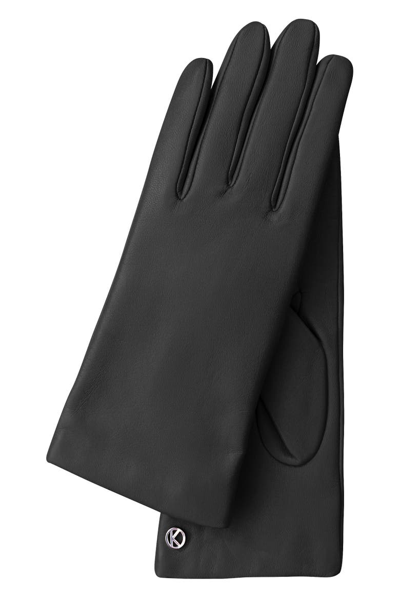 Extra Long Premium Lamb Leather Touchscreen Gloves Style with Cashmere Lining, Main, color, black