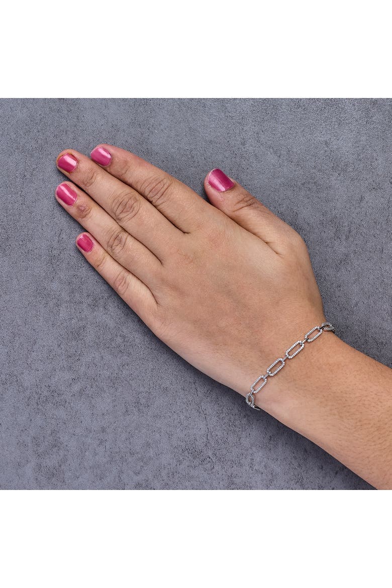 14K White Gold 1.00 Cttw Paperclip Link Bracelet, Alternate, color, White