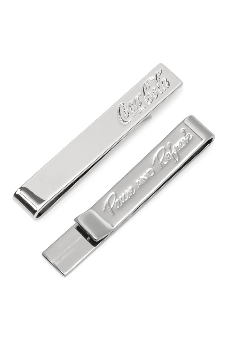 Men's Coca-Cola Hidden Message Tie Bar, Alternate, color, SILVER