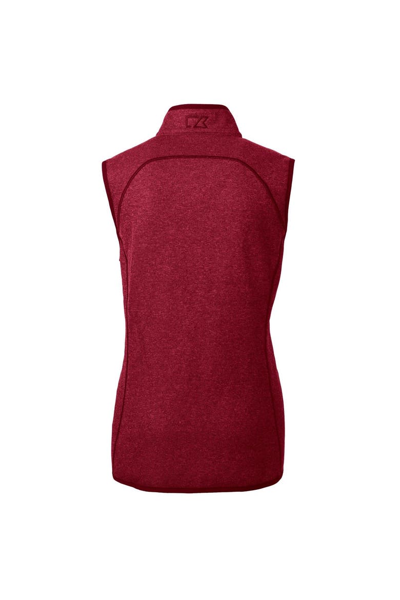 Women's Cutter & Buck Heathered Scarlet San Francisco 49ers Mainsail Basic Sweater Knit Fleece Full-Zip Vest, Alternate, color, Heather Red