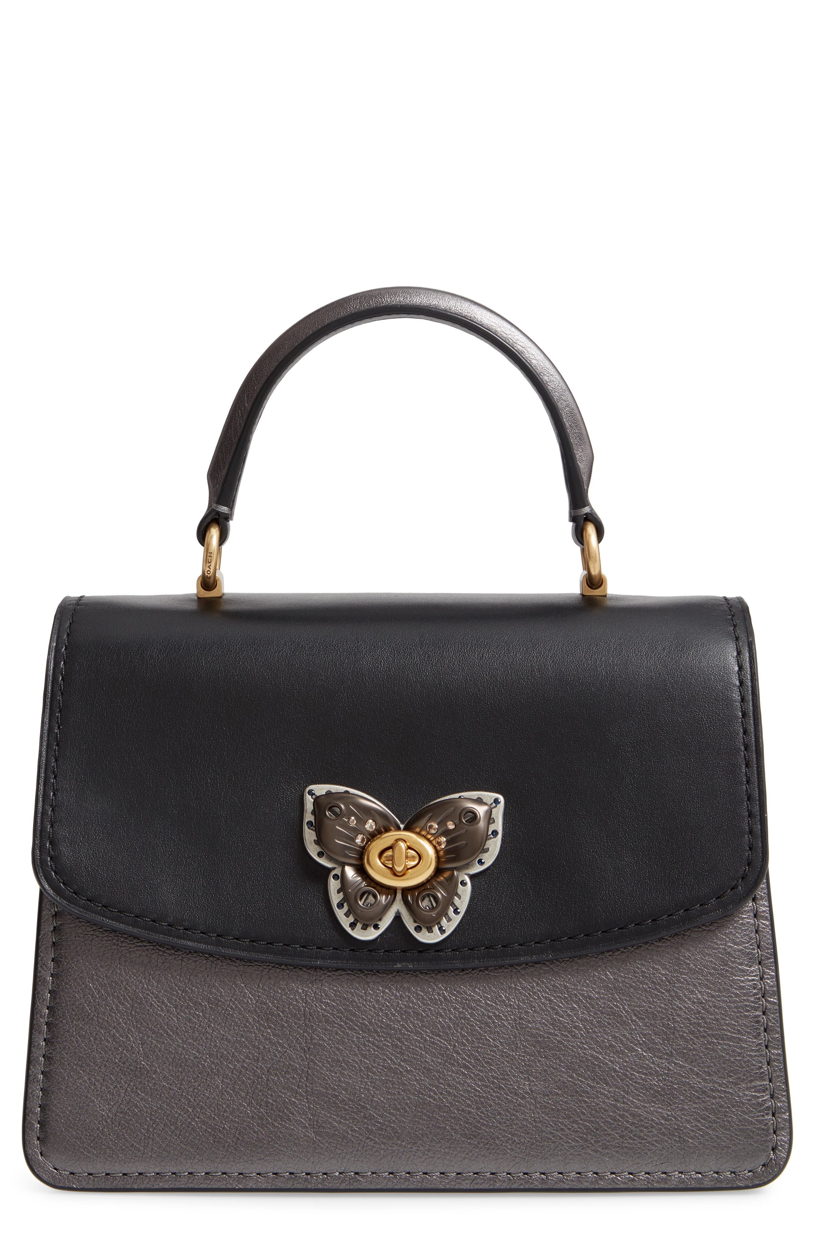 COACH Parker Leather & Genuine Snakeskin Shoulder Bag, Main, color, 