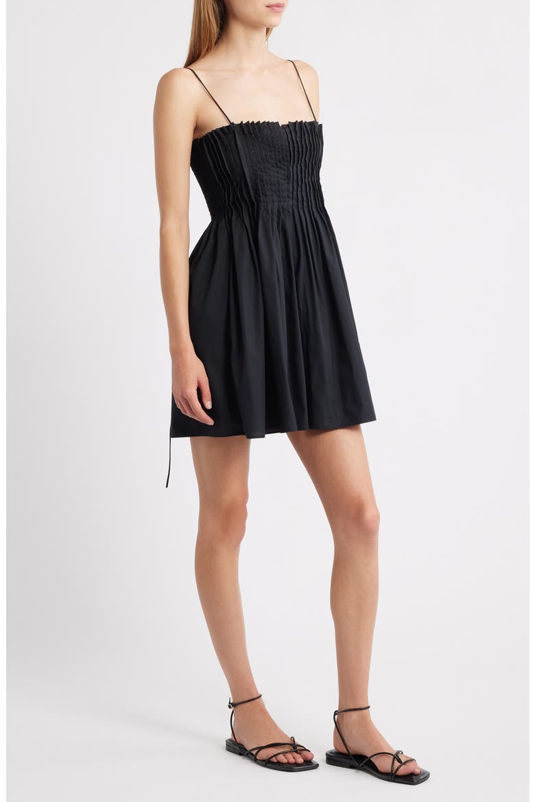 Gaia Pintuck A-Line Dress, Alternate, color, BLACK