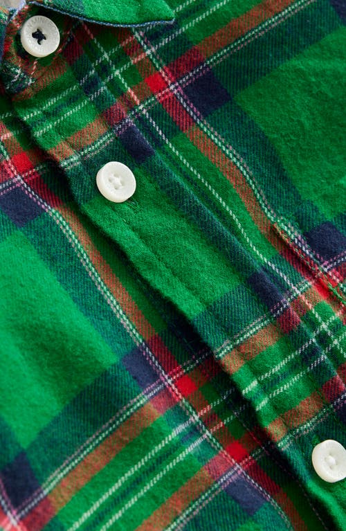 Boden Kids' Plaid Cotton Flannel Button-up Shirt In Green