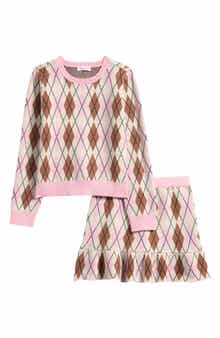 Design History Argyle Sweater & Skirt