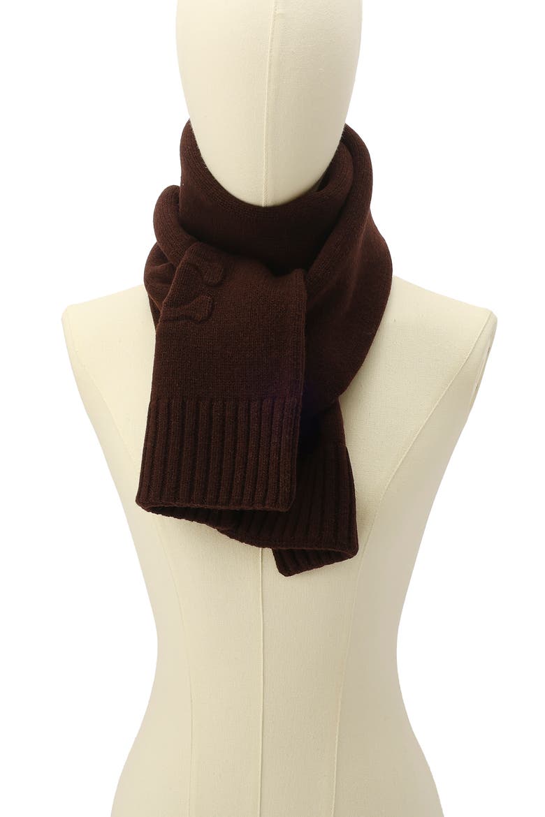 Embossed Logo Merino Wool Blend Scarf, Alternate, color, MAPLE