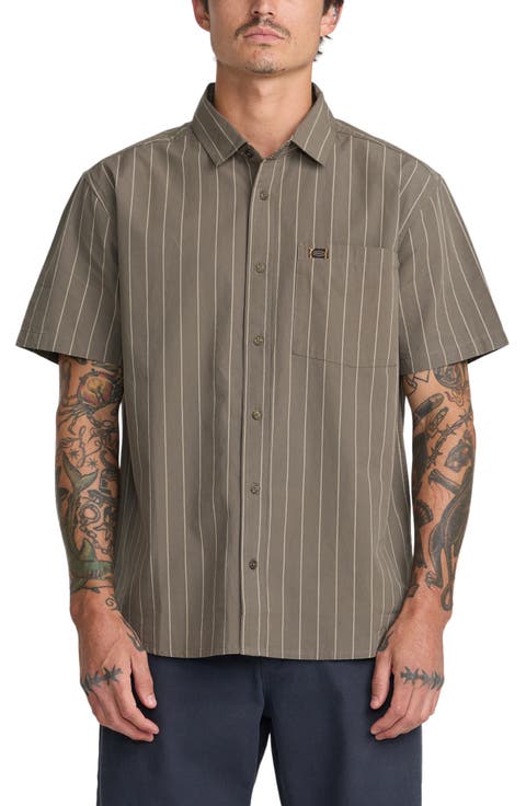 Dayshift Workwear Stripe Short Sleeve Button-Up Shirt
