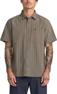 RVCA Dayshift Workwear Stripe Short Sleeve Button-Up Shirt