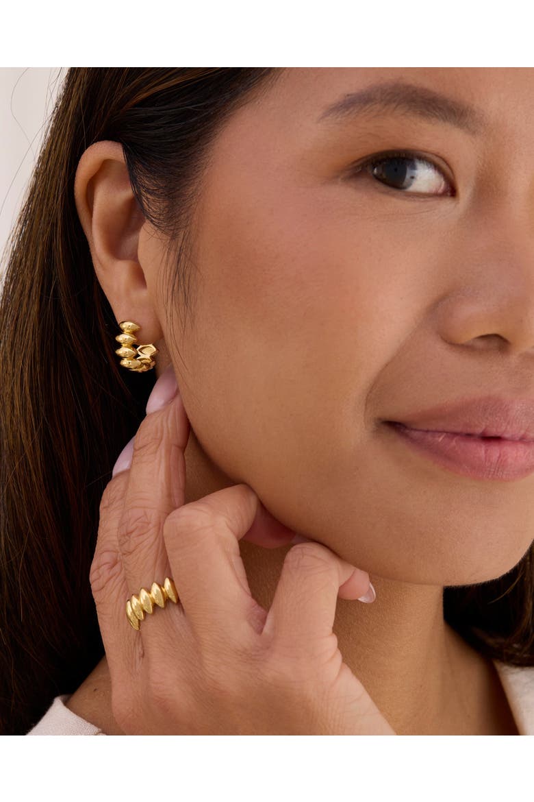 Jasmine Reversible Pearl and Gold Hoop Earrings, Alternate, color, Gold
