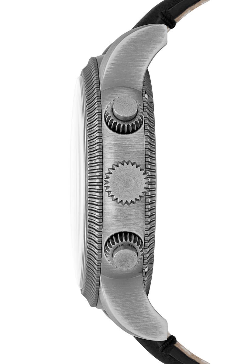 Burberry Round Leather Strap Watch, 46mm, Alternate, color, 