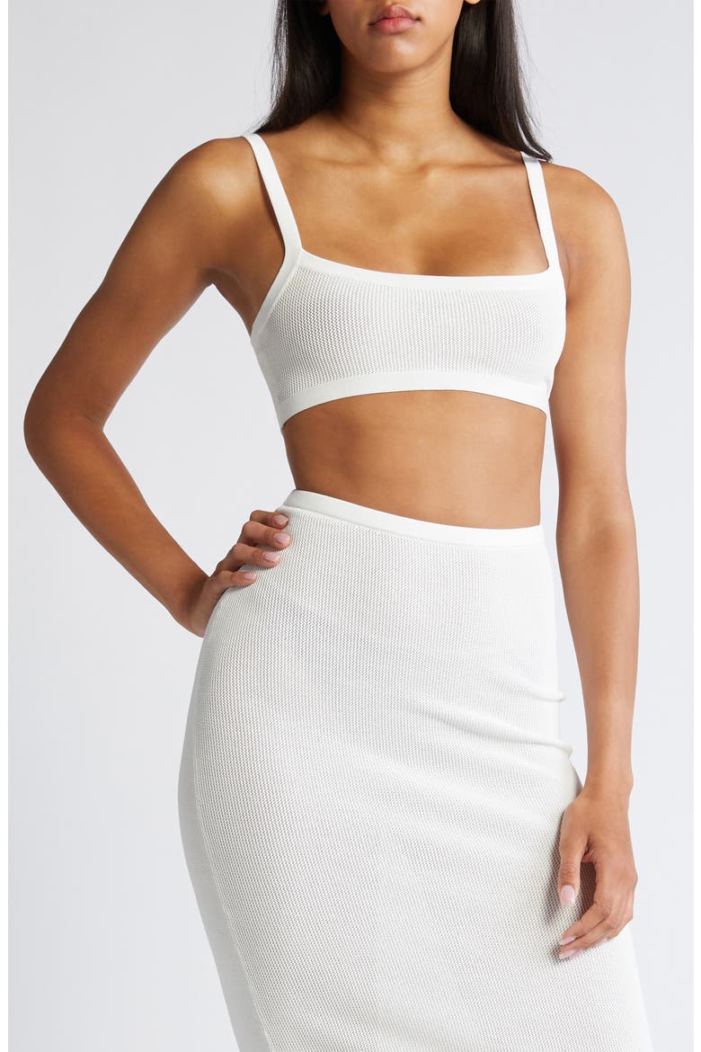 Square Neck Sweater Bralette, Main, color, WHITE