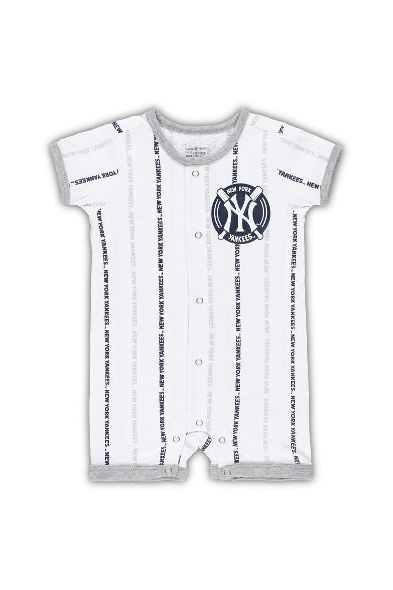 Newborn & Infant White New York Yankees Ball Hitter Romper, Main, color, White