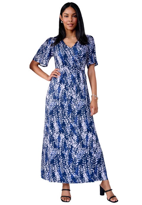 Flutter Sleeve Wrap Maxi Dress (Plus)