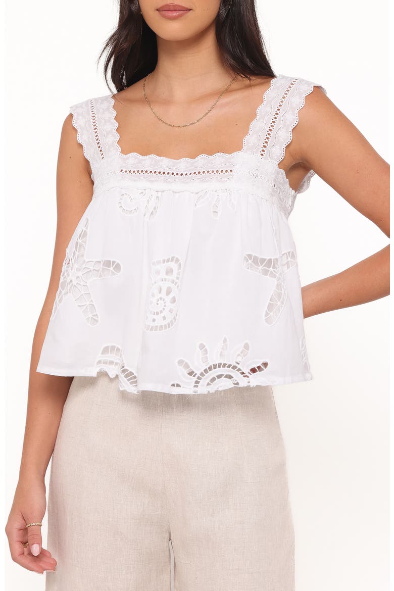 Aideen Sleeveless Eyelet Top, Main, color, WHITE SHELL