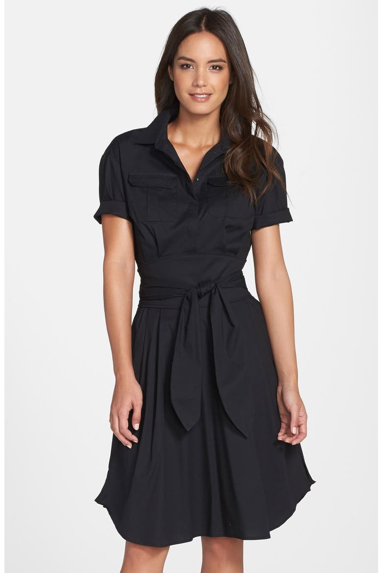 Maya Belted Shirtdress (Nordstrom Exclusive), Main, color, RICH BLACK