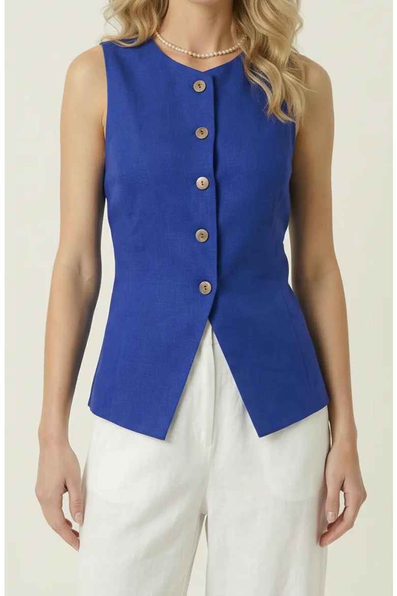Sleeveless Asymmetrical Tailored Vest, Main, color, Royal Blue