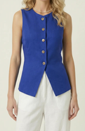 Modenaire Sleeveless Asymmetrical Tailored Vest