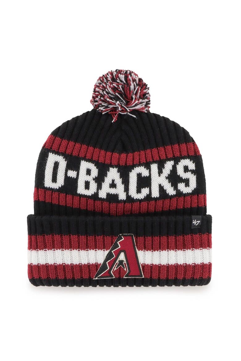 Men's '47 Black Arizona Diamondbacks Bering Cuffed Knit Hat with Pom, Main, color, Black