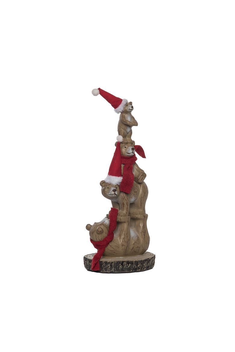 Multicolor Christmas Woodland Tumbling Bears Decorative Figurines, Alternate, color, Multicolored