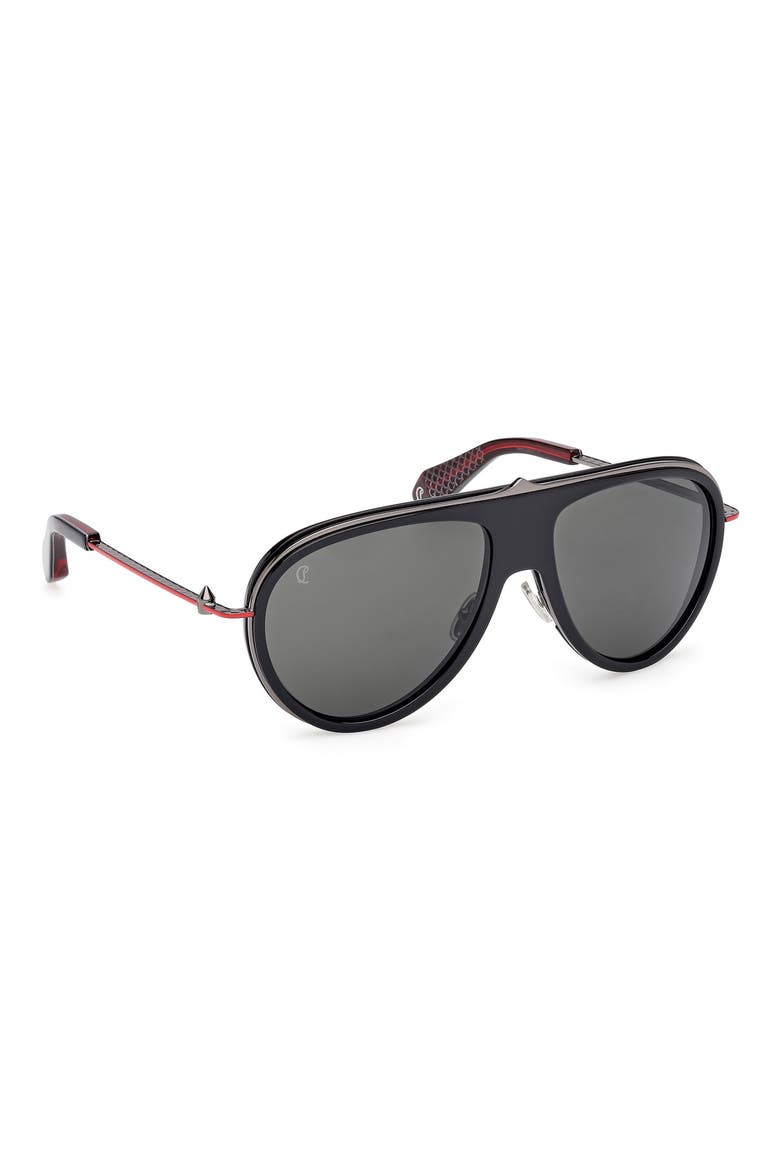 63mm Pilot Sunglasses, Alternate, color, BLACK / GUNMETAL RED ENAMEL