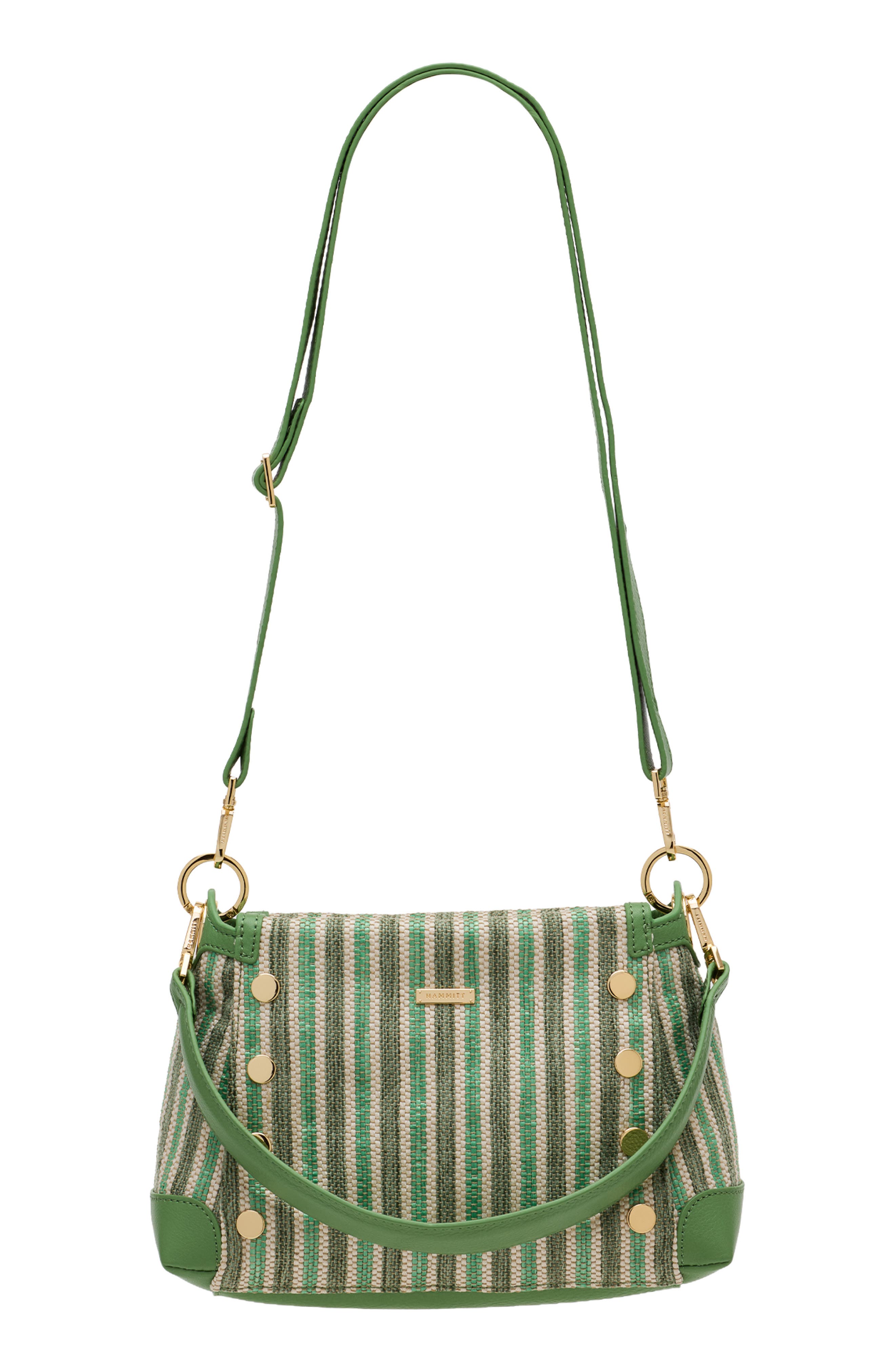 HAMMITT Medium Bryant Shoulder Bag, Alternate, color, Pickle Stripe/ Gold