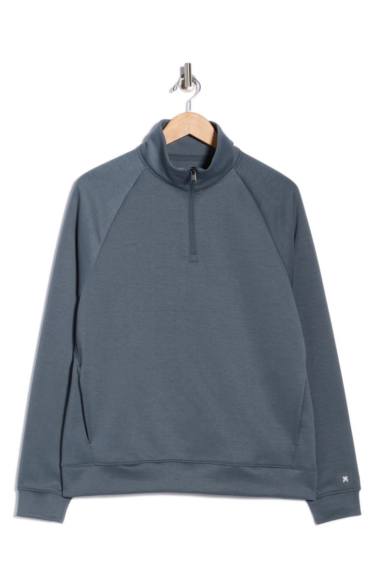 Kenneth Cole Active Raglan Sleeve Quarter Zip Sweatshirt, Alternate, color, Coastal Storm