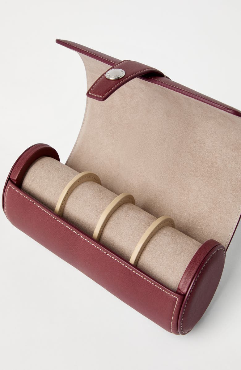 Brunello Cucinelli Calfskin watch case, Alternate, color, Burgundy