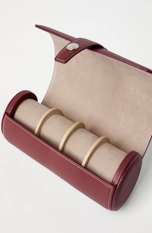 Brunello Cucinelli Calfskin Watch Case In Burgundy