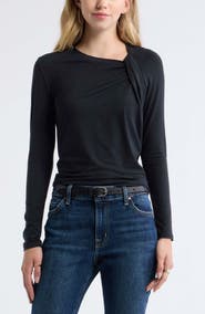Treasure & Bond Twist Neck Long Sleeve Top