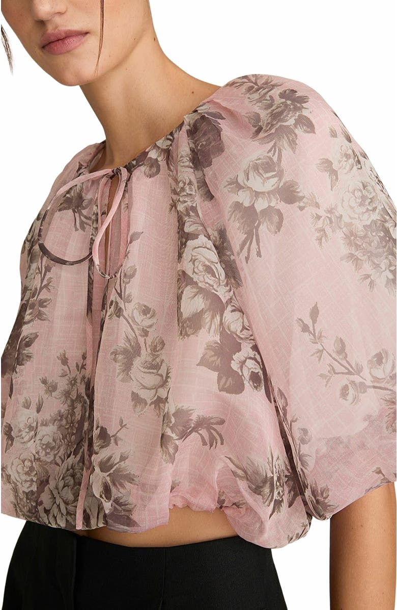 Rebecca Taylor Emblem Fleur Bubble Print Top, Alternate, color, Peony Combo