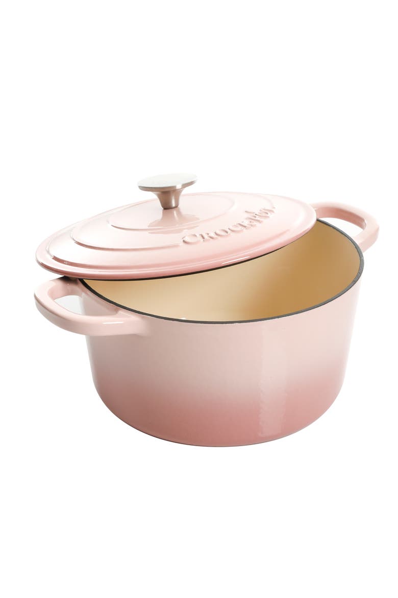 Artisan 5-Quart Round Enameled Cast Iron Dutch Oven with Lid, Alternate, color, Blush Pink