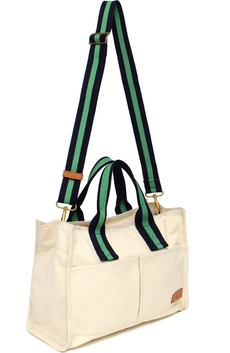 New Amsterdam Leatherworks Zinia Canvas Satchel, Alternate, color, Natural/ Kelly