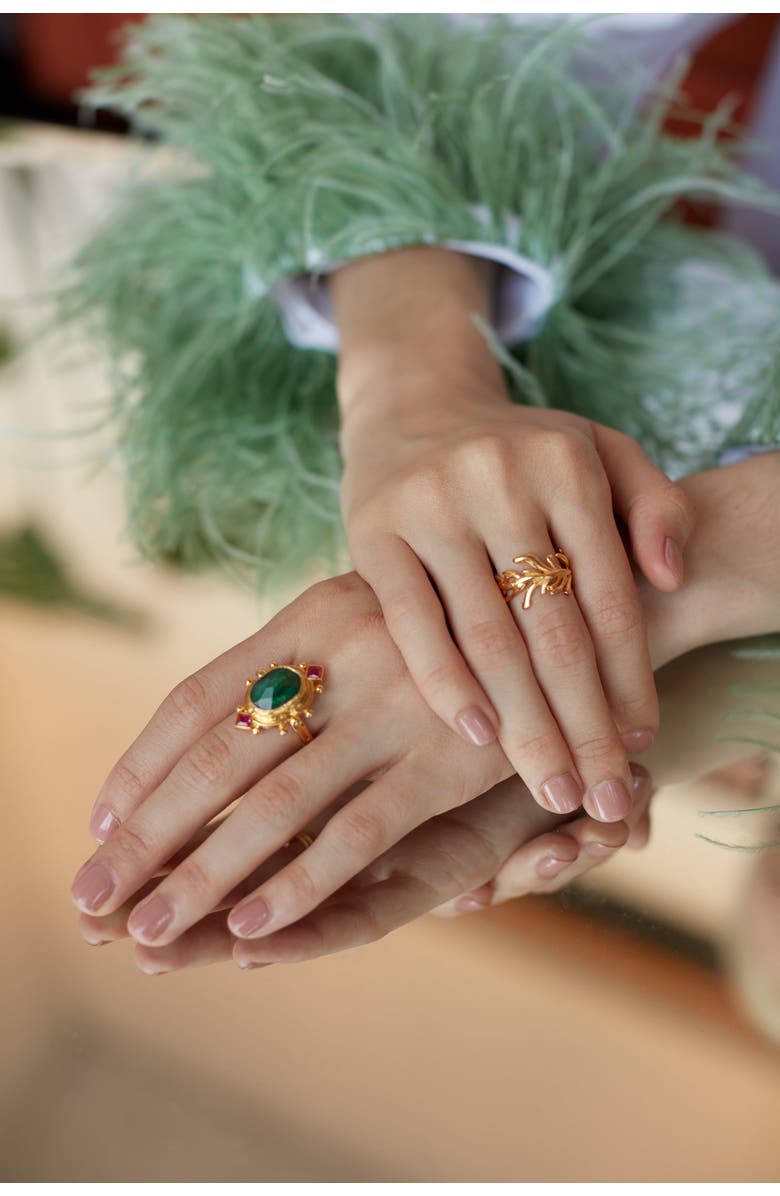 Ottoman Hands Raina Emerald and Pink Crystal Ring, Alternate, color, 