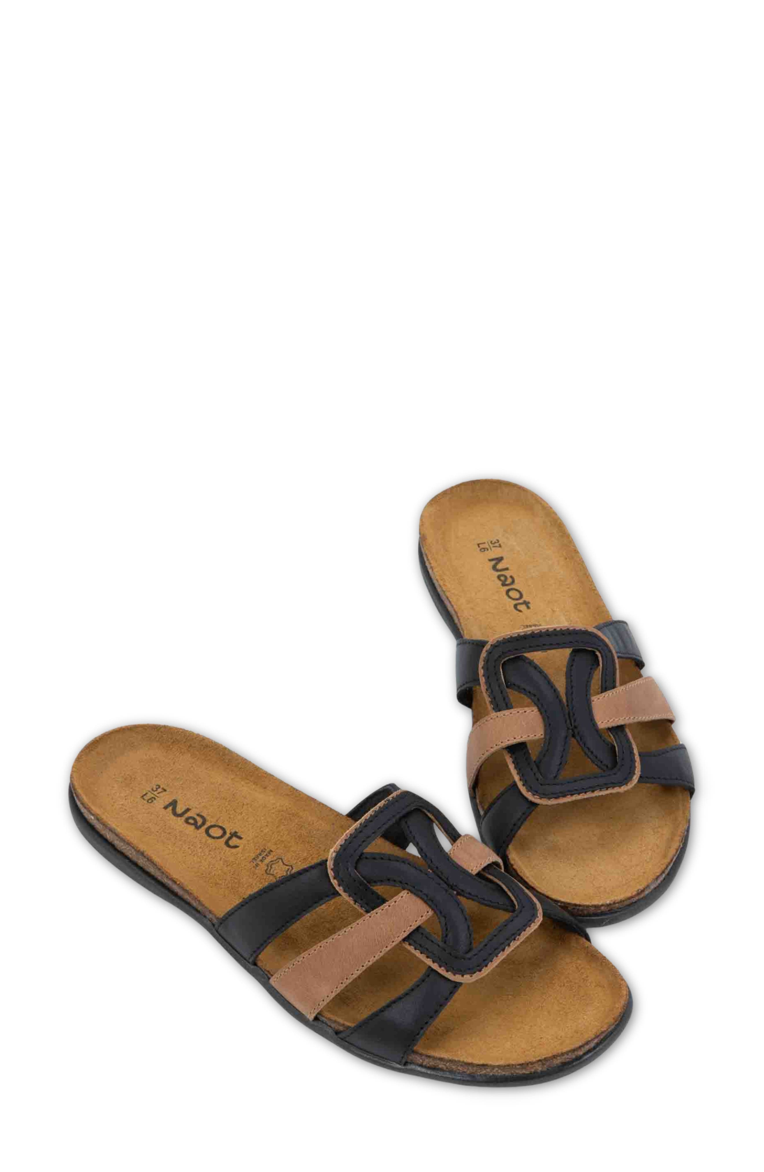 Liv Slide Sandal, Alternate, color, JET BLACK/ LATTE