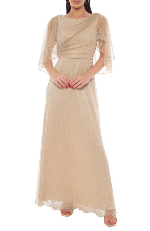 Metallic Capelet Dress