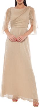Oleg Cassini Metallic Capelet Dress