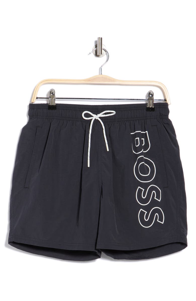 BOSS Octopus Swim Trunks, Alternate, color, Black