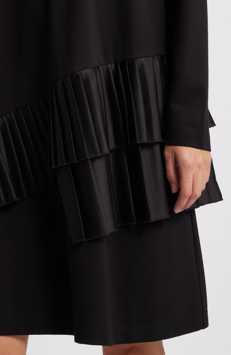 Masai Copenhagen Novalene Satin Pleat Detail Long Sleeve Shift Dress, Alternate, color, 