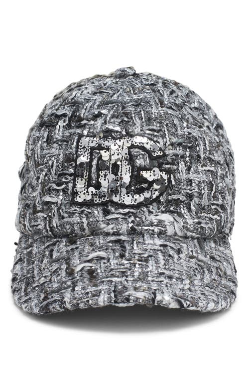 Dolce & Gabbana Dolce&gabbana Rachel Sequin Logo Tweed Baseball Cap In S8030 Fantasia Non Stampa