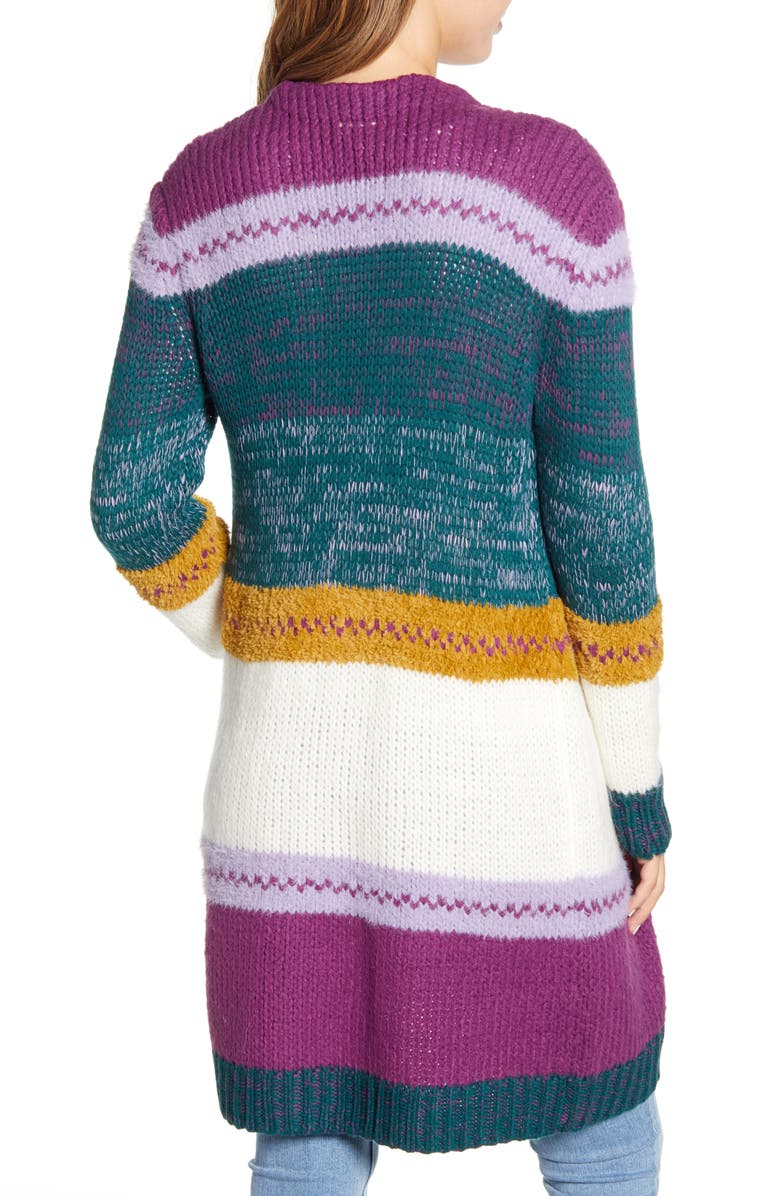 Caslon<sup>®</sup> Stripe Long Cardigan, Alternate, color, 