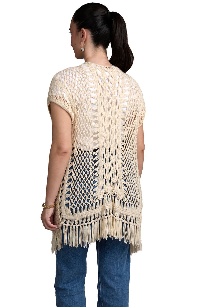 SAACHI Cotton Crochet Cover-Up Cardigan, Alternate, color, Ivory