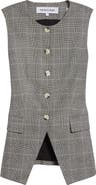 Veronica Beard Lois Glen Plaid Linen Blend Vest