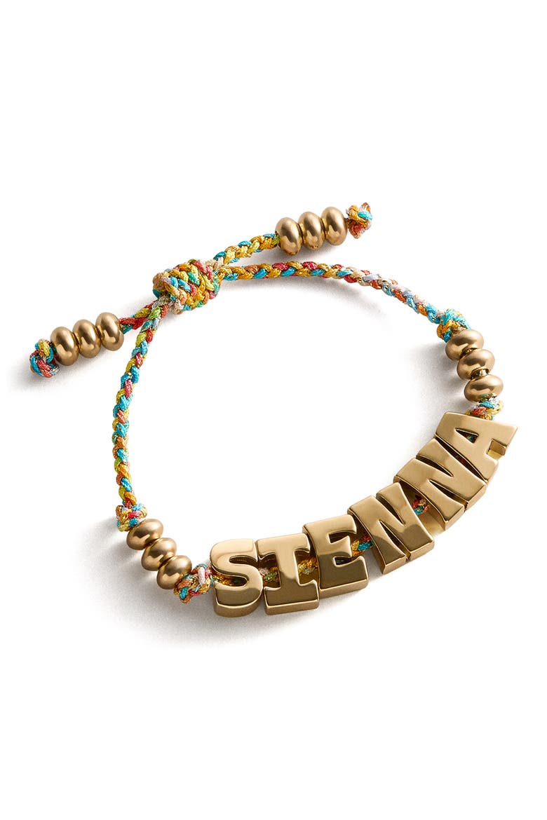 Oversized Waterproof Name Cord Bracelet, Main, color, GOLD MULTI
