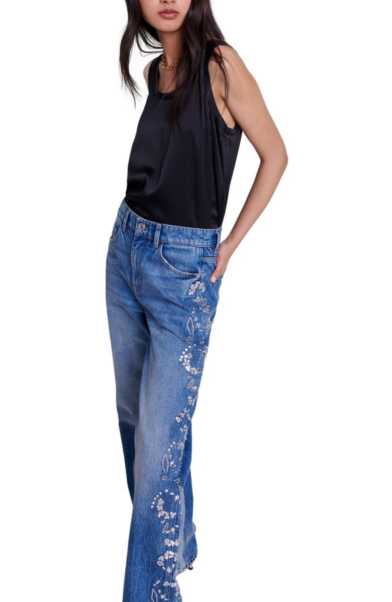 maje Silk tank top, Alternate, color, Black